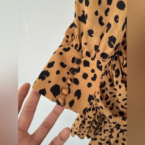 Nicholas Animal Print LS Mini Dress with Buttons 0 - Picture 4 of 7
